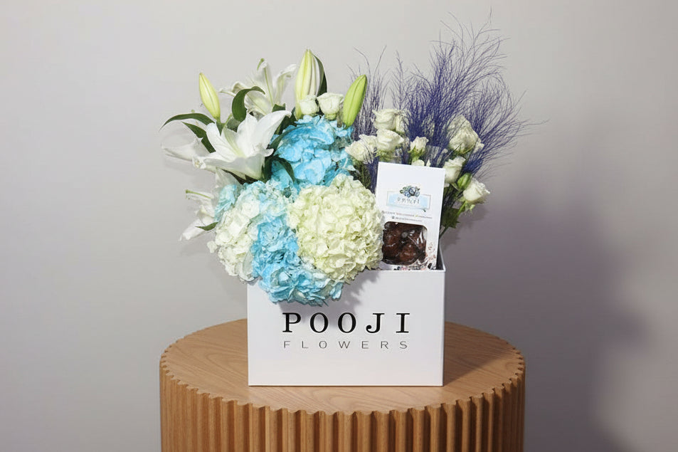 White And Blue Flower Box