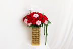 Clean Red Roses with Gold Vase - No Branding