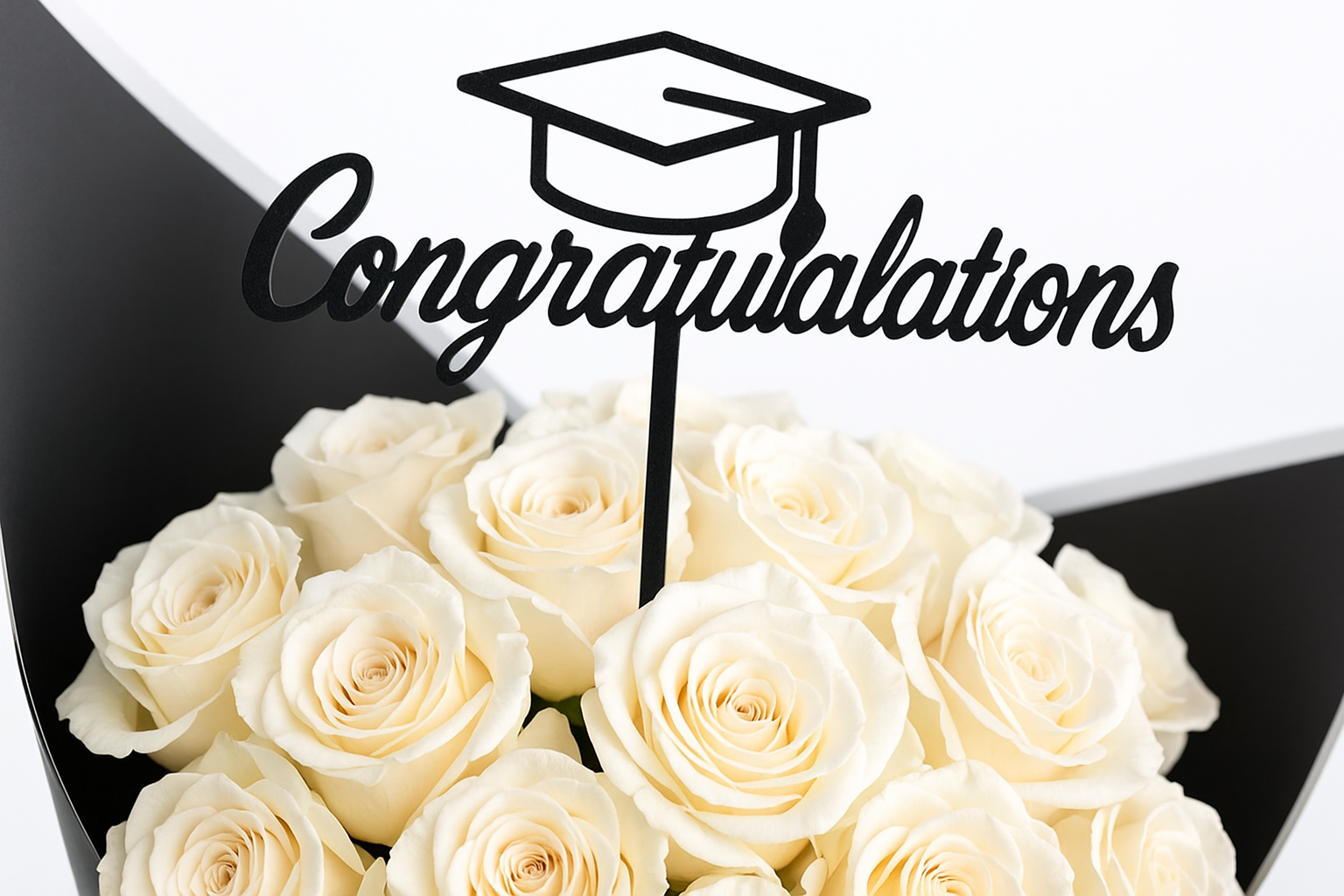 Close-up detail of graduation bouquet