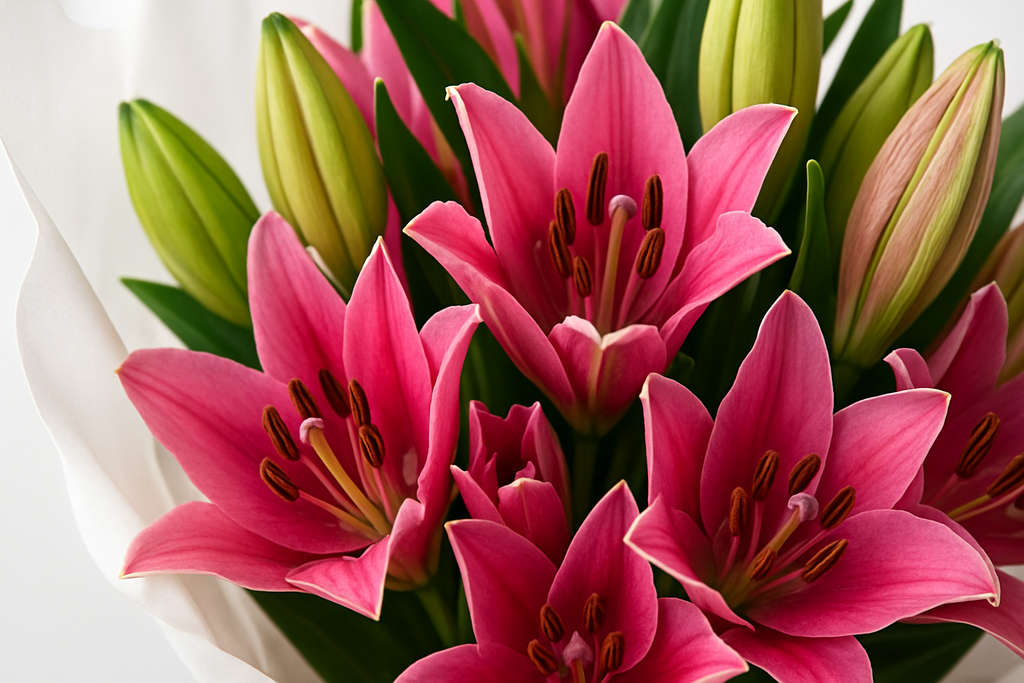 Close-up detail of lily blooms