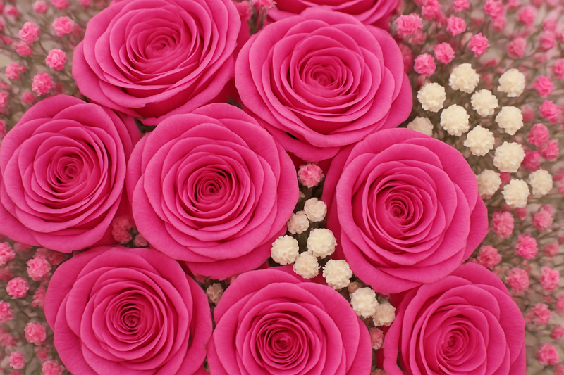 Close-up detail of pink rose bouquet