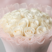 Close-up detail – White Roses Pink Wrap