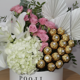 Close-up flower and chocolate detail