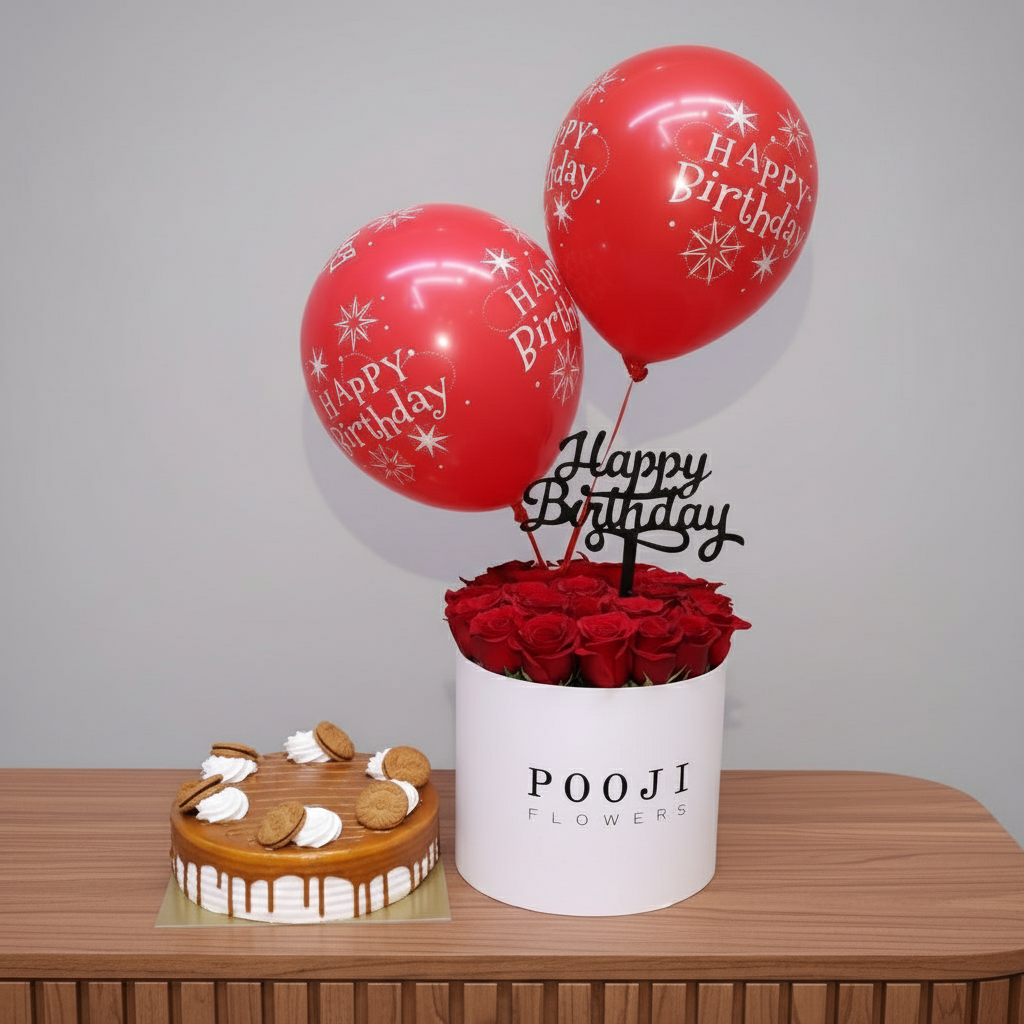 Close-up of cake with balloons