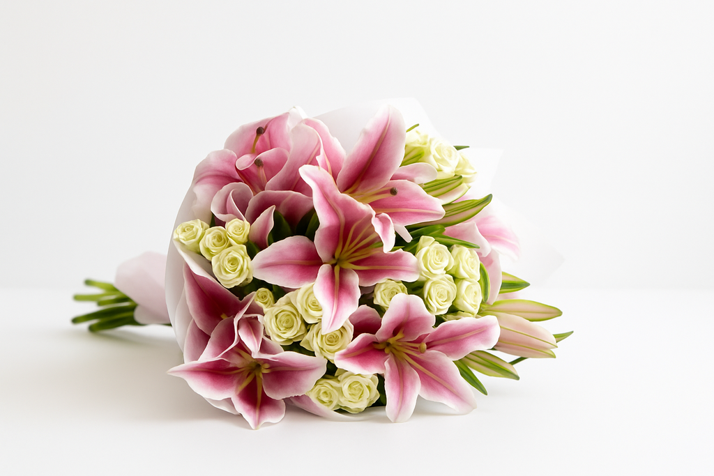 Enhanced flower bouquet with light background