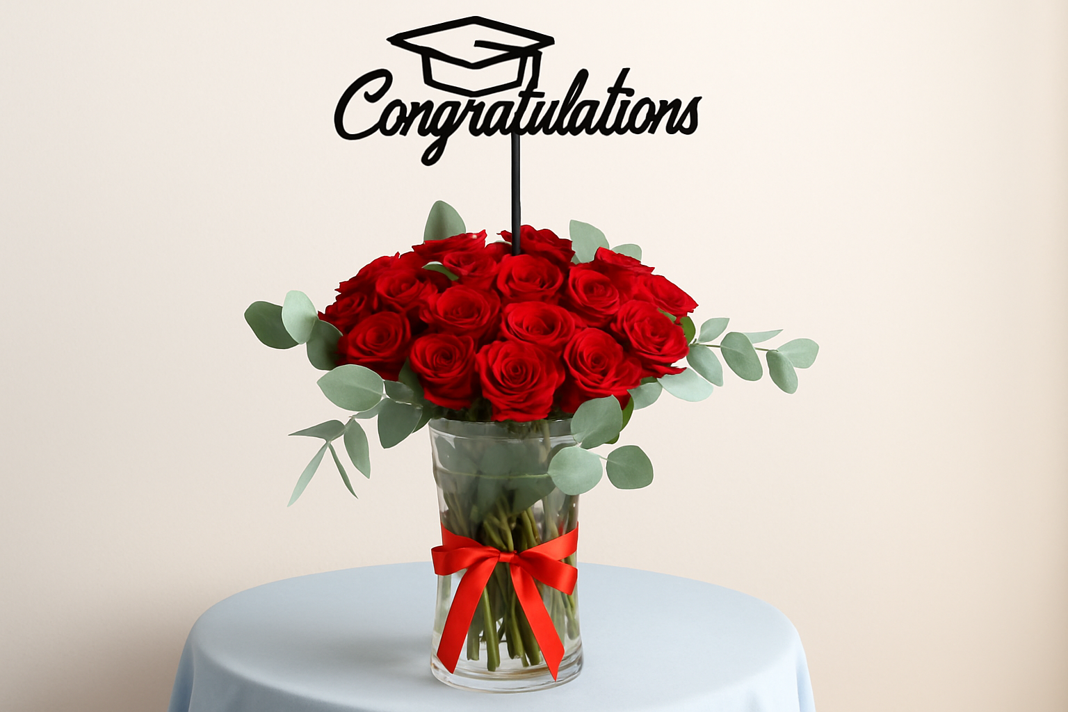 Enhanced graduation flower arrangement
