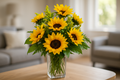 Enhanced Sunflower Vase Arrangement - Living Room Background 2