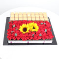Gold Chocolates Tray with Fresh Roses