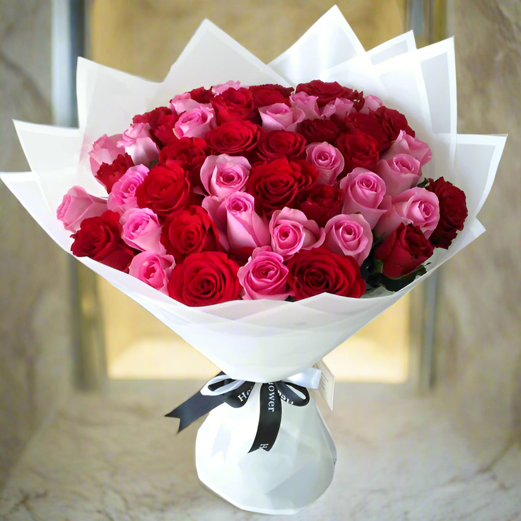 Red Roses 200 200 Red & Pink Luxury Roses Bouquet for Every Occasion | Pooji Flowers ...