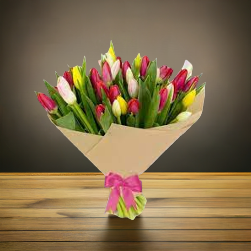 Mix Colour Tulips Bouquet 50 Pieces — same-day flower delivery in Kuwait