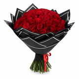 Grand 100 Red Rose Bouquet - Front White