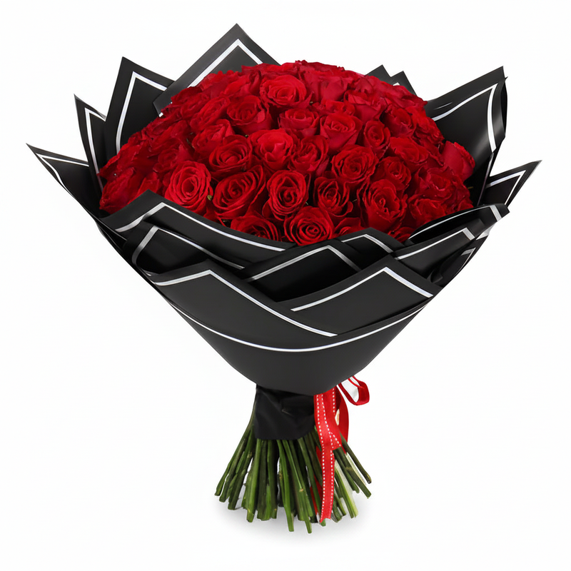 Grand 100 Red Rose Bouquet - Front White
