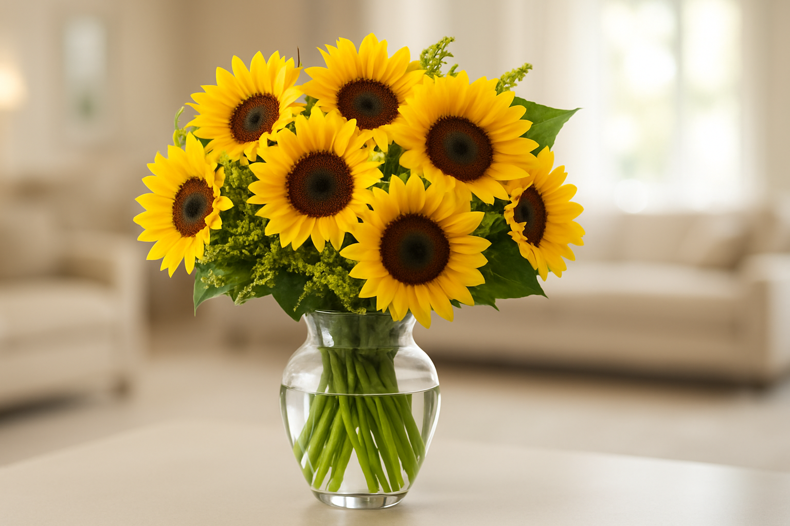HD Sunflower Arrangement - Living Room Background 1