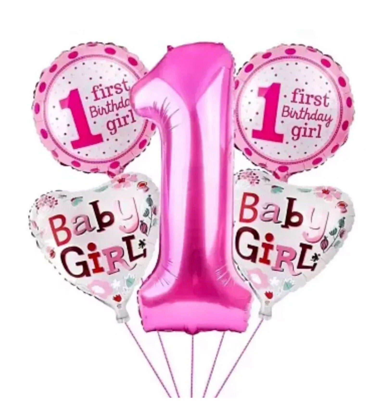 First Birthday Decorations for Girls - Pink Balloon Set