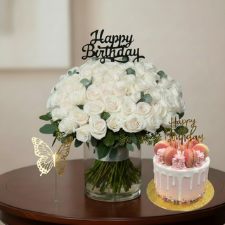 Premium White Elegance Birthday Combo - Side View