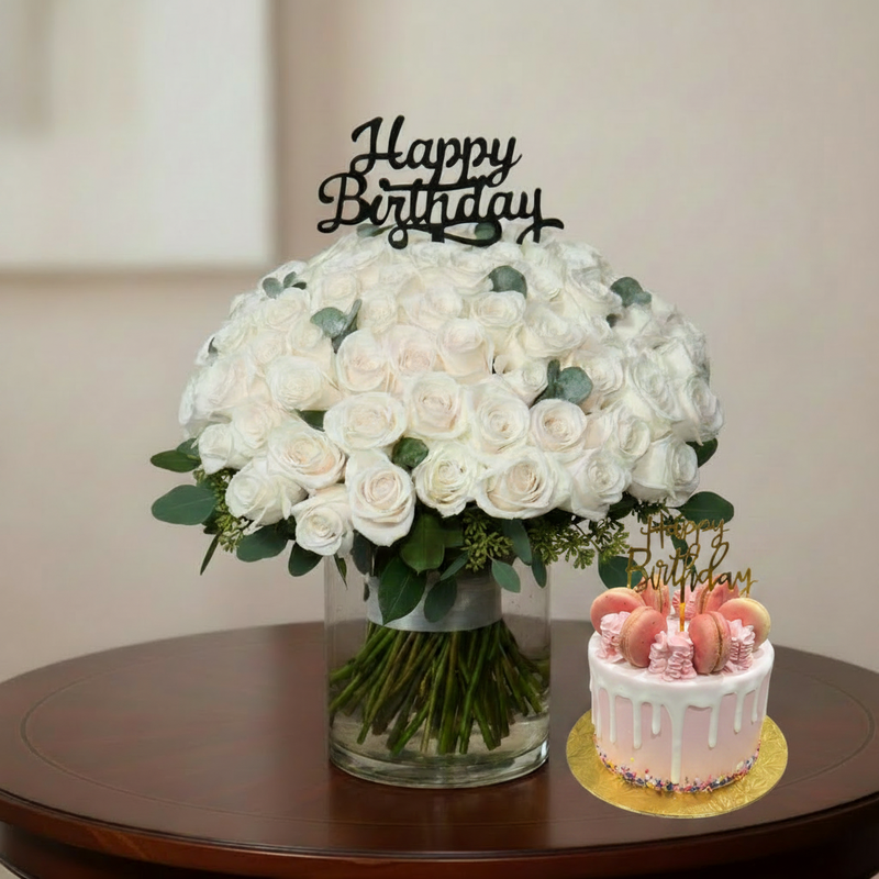 Premium White Elegance Birthday Combo - Close-up