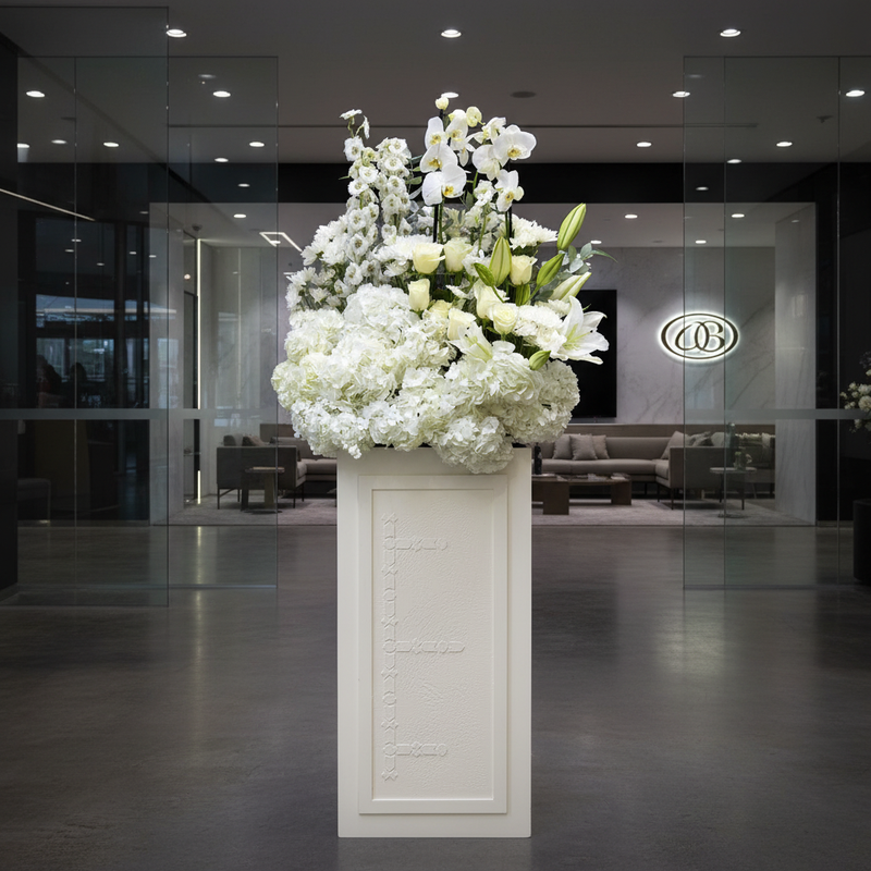 White Luxury Flower Stand – Corporate grand opening event