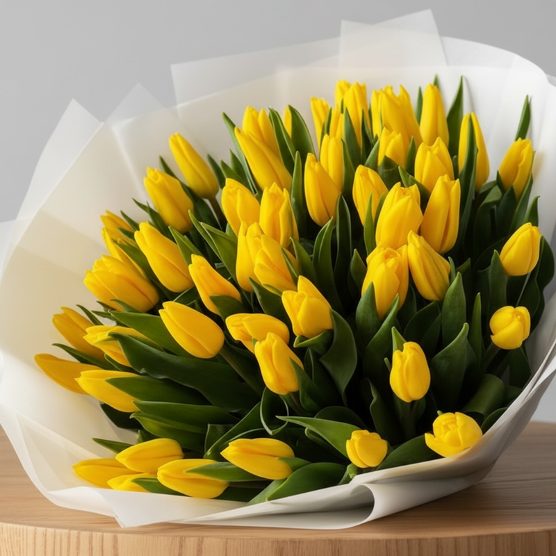 Close-up of fresh yellow tulips