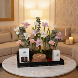 Tulip Flower Tray & Artisanal Cake Gift Set - lifestyle gifting scene