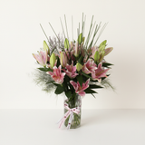 Fresh Oriental lily flower arrangement