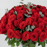 100 Premium Red Roses — Close-up Detail