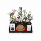 Tulip Flower Tray & Artisanal Cake Gift Set - flat lay top-down