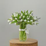 Improved white tulip vase arrangement main image