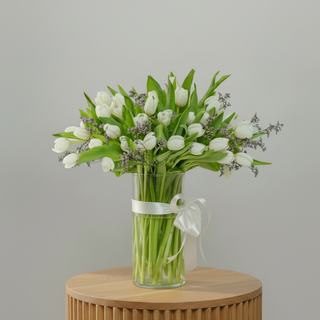 Improved white tulip vase arrangement main image