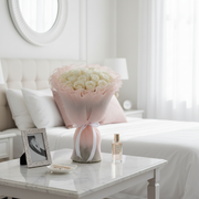 Lifestyle – White Roses Pink Wrap