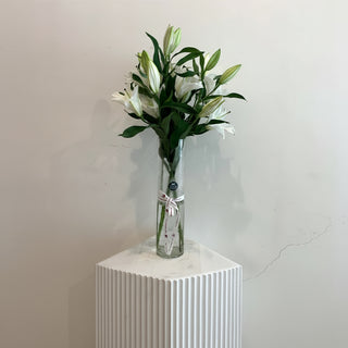Elegant Lilliam 5 piece floral arrangement in a tall glass vase for home decor