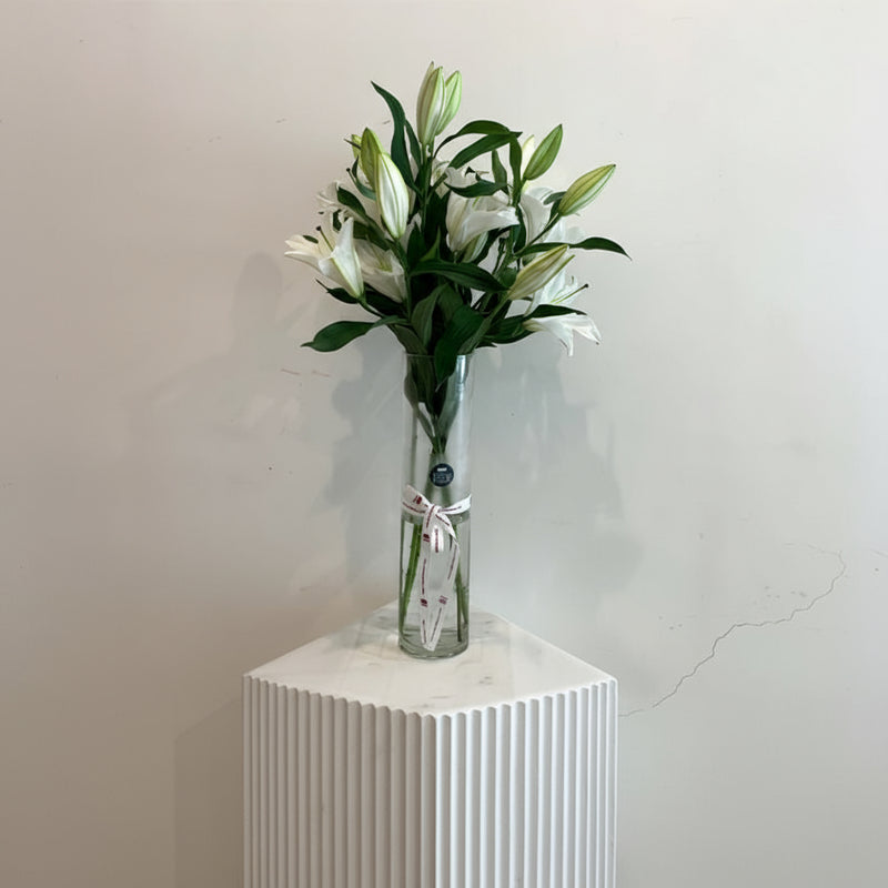 Elegant Lilliam 5 piece floral arrangement in a tall glass vase for home decor