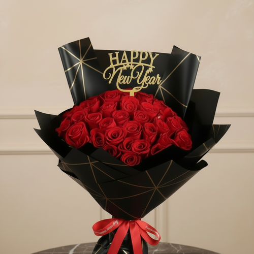 New Year Red Roses - Close-up