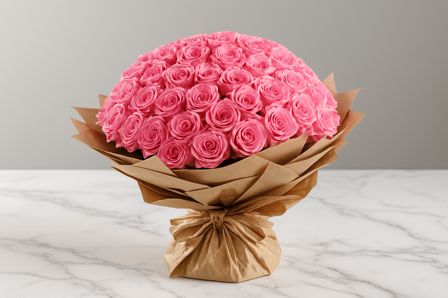 Pink Rose Bouquet on Marble