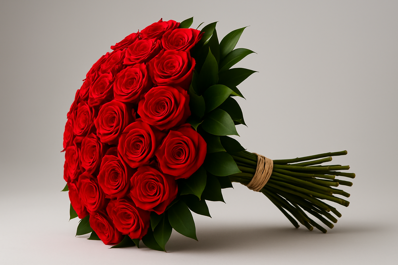 Red rose bouquet side view
