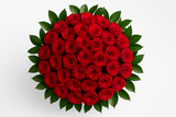 Red rose bouquet top view