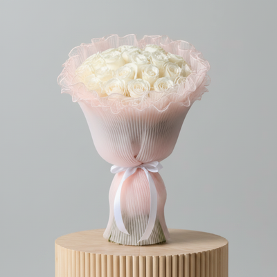 Side angle – White Roses Pink Wrap