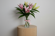 Side view of lily arrangement