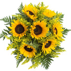 Vibrant Sunflower Hand Bouquet featuring fresh sunflowers and green foliage for a cheerful gift