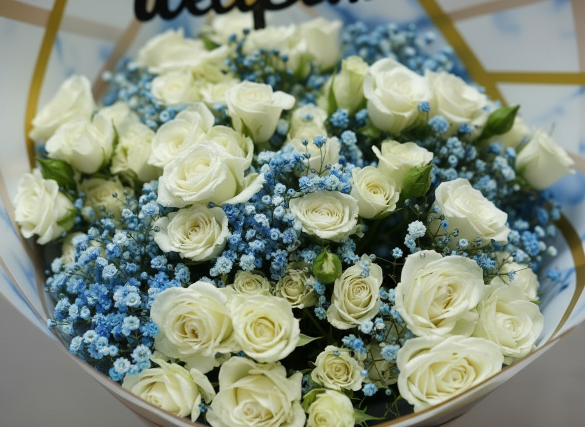 White Baby Rose Close-up Detail