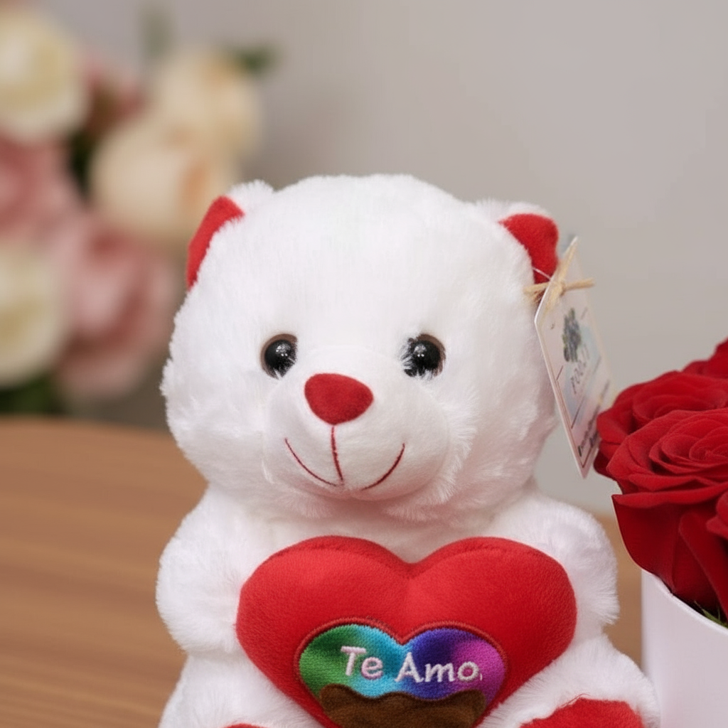 White teddy bear with red heart plush gift Kuwait