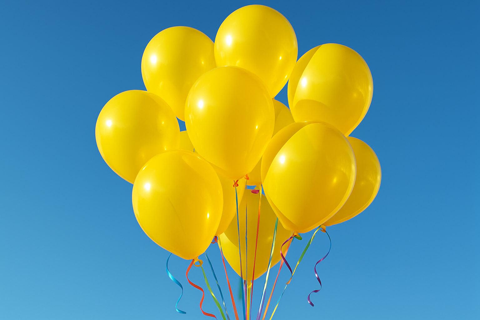 Yellow helium balloons