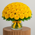 Yellow Rose Arrangement in Glass Vase